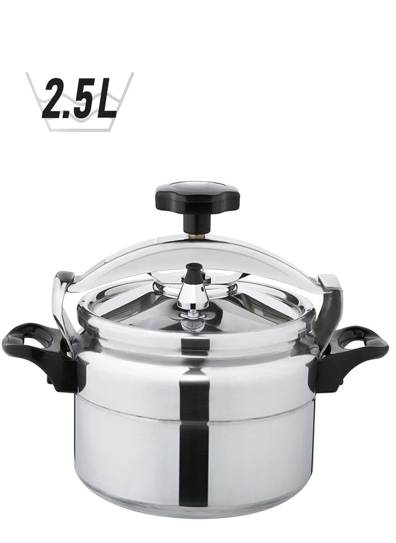 BASURRAH 2.5L / 3L / 4L / 5L / 7L / 9L / 11L / 15LLiters Aluminum pressure cooker for safe and fast cooking, available in multiple sizes (2.5L - 15L), silver color Silver  - Image 1