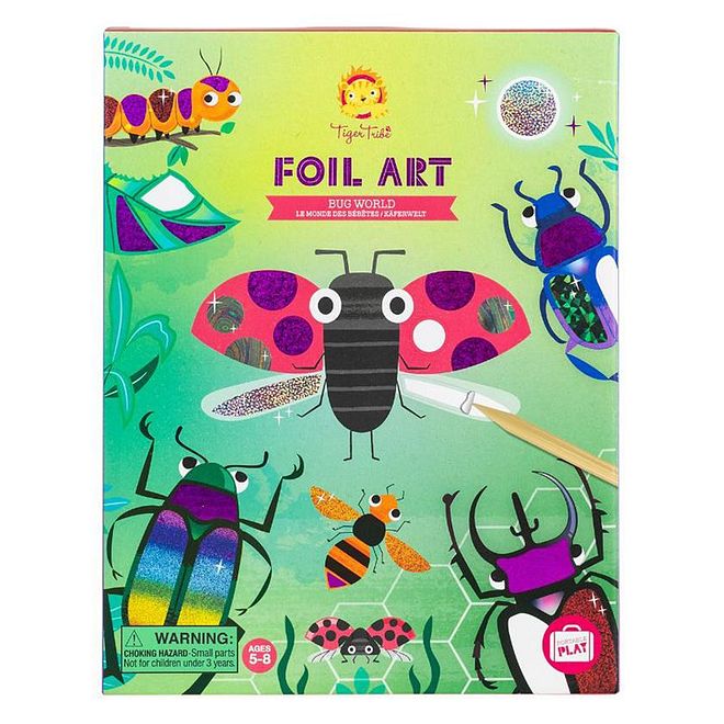 Tiger Tribe Foil Art Kit - Bug World for Kids 5+, Creative Coloring Set with Bees, Beetles, Ladybirds, 24 Sheets - Image 1