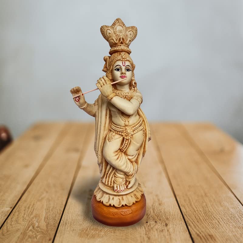Newven 1.5 Feet Krishna showpiece Idol Decorative Statue Figurine for Home Decor Craft Gifts for House Warming for Living Room, Beige, 40 X 16 X 11 cm, Resin - Image 3