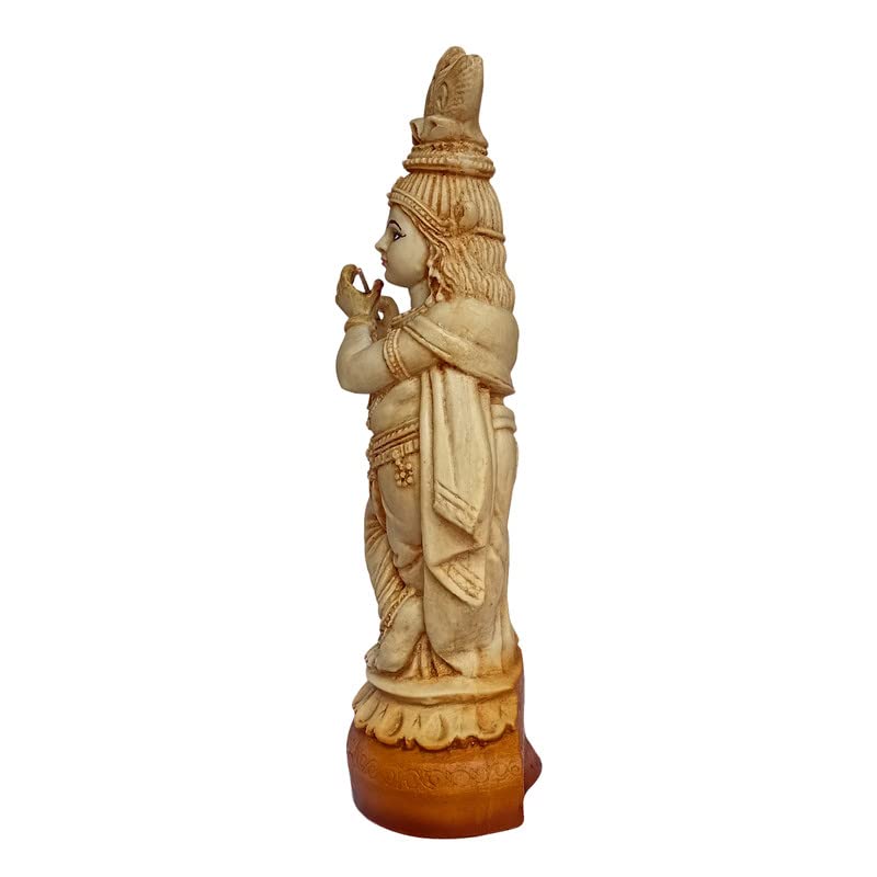 Newven 1.5 Feet Krishna showpiece Idol Decorative Statue Figurine for Home Decor Craft Gifts for House Warming for Living Room, Beige, 40 X 16 X 11 cm, Resin - Image 4