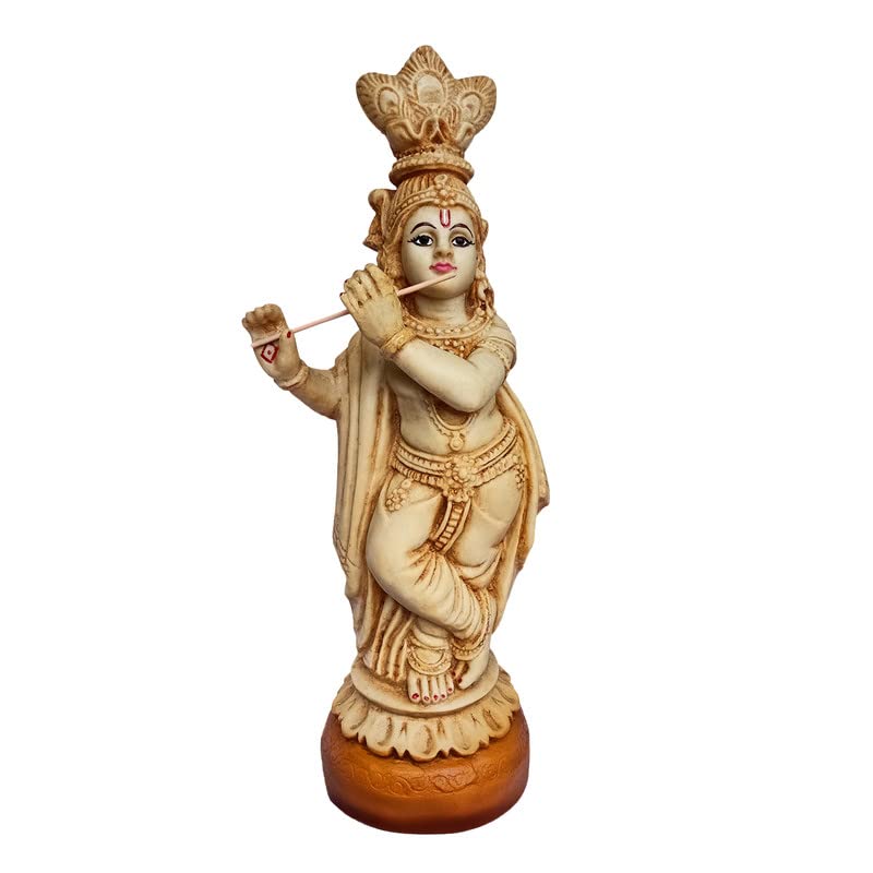 Newven 1.5 Feet Krishna showpiece Idol Decorative Statue Figurine for Home Decor Craft Gifts for House Warming for Living Room, Beige, 40 X 16 X 11 cm, Resin - Image 1