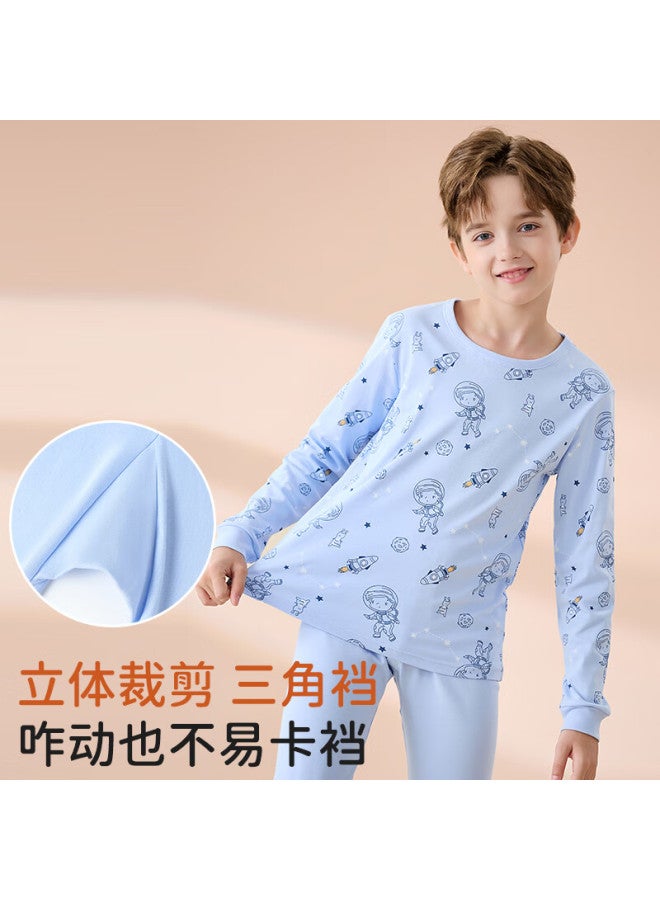 Hodo Children's Thermal Underwear Pure Cotton Girls Comfortable Soft Skin-friendly Antibacterial Mite-resistant Long Sleeve Crew Neck Autumn Top And Bottom Set