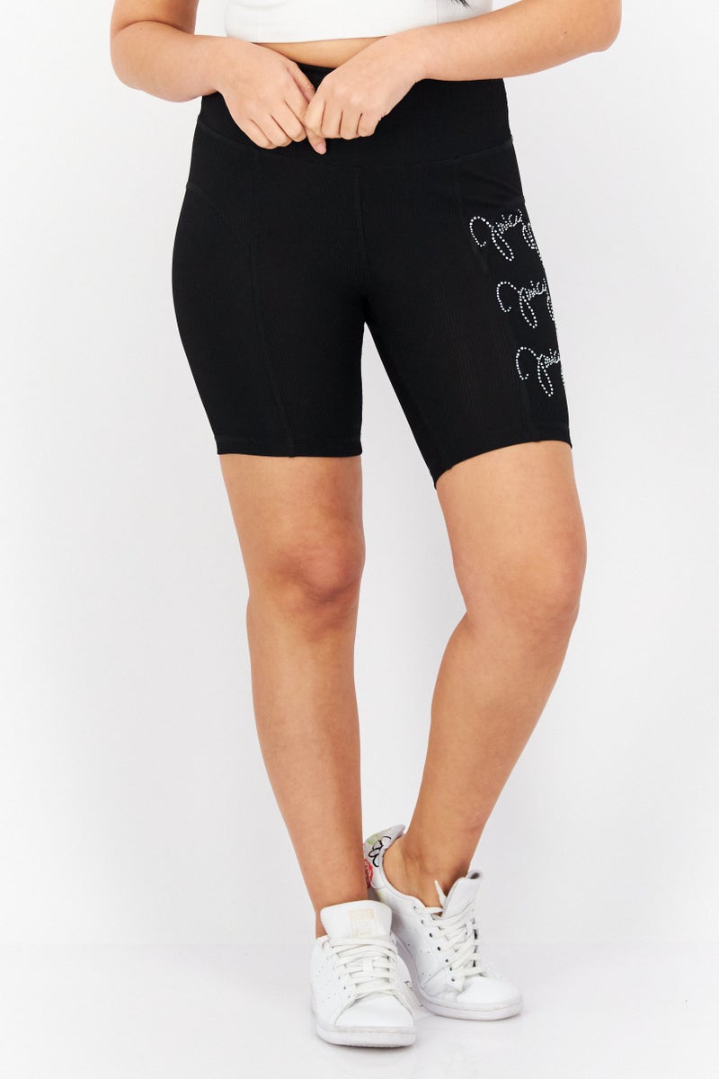 Juicy Couture شورتات دراجة نسائية ضيقة، سوداء - Image 1