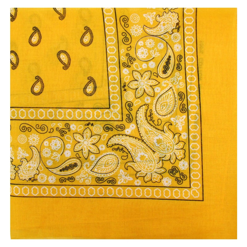 Kaiser Novelty Bandanas Paisley Cotton Bandanas (Yellow/Gold 22 X 22 in)
