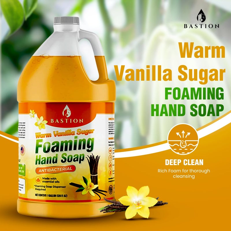 Bastion Foaming Hand Soap - Foam Hand Wash Refill for Bath And Body Works, Dial, Method, Michel, JR Watkins, Dove - Warm Vanilla Sugar w/Essential Oils in One Gallon (128 oz) Bulk Bottle - Image 3