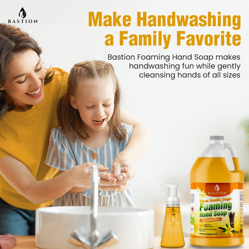 Bastion Foaming Hand Soap - Foam Hand Wash Refill for Bath And Body Works, Dial, Method, Michel, JR Watkins, Dove - Warm Vanilla Sugar w/Essential Oils in One Gallon (128 oz) Bulk Bottle - Image 1