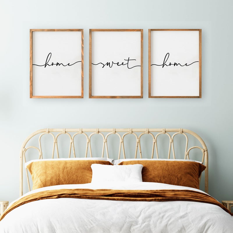 Heiple Set of 3 Framed Farmhouse Home Sweet Home Sign Above Bed Wall Decor for Bedroom Decor Wall Art Wood Signs - Image 4