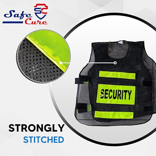 Safe Cure Reflective Jacket for Men & Women | Print Security Guard Design | Radium | Multipurpose - Traffic Control, Sports, Construction | Black Pack of 10 - Image 3