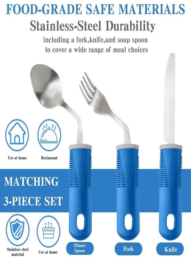 pegirra Adaptive Utensils (3-Piece) - Bendable Adaptive Utensils Weighted Stainless Steel Set, Non-Slip Handles for Hand Tremors, Arthritis, Disabled People,Parkinson’s or Elderly,Knives, Fork, Spoons - Image 2