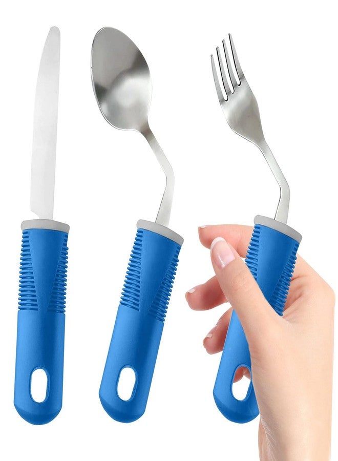 pegirra Adaptive Utensils (3-Piece) - Bendable Adaptive Utensils Weighted Stainless Steel Set, Non-Slip Handles for Hand Tremors, Arthritis, Disabled People,Parkinson’s or Elderly,Knives, Fork, Spoons - Image 1
