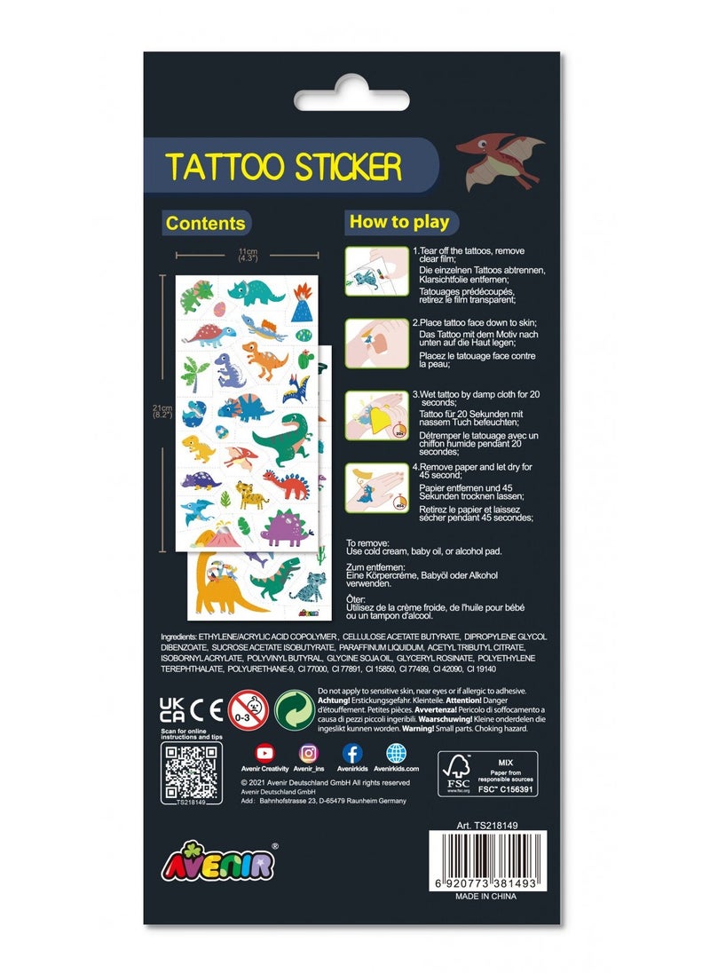 Avenir Tattoo Sticker - Dino | 52pc Set of Temporary Tattoos - High-Quality Water-Based Ink - Safe and Easy to Apply and Remove - Lasts 3-5 Days for Kids 3+  - Image 5