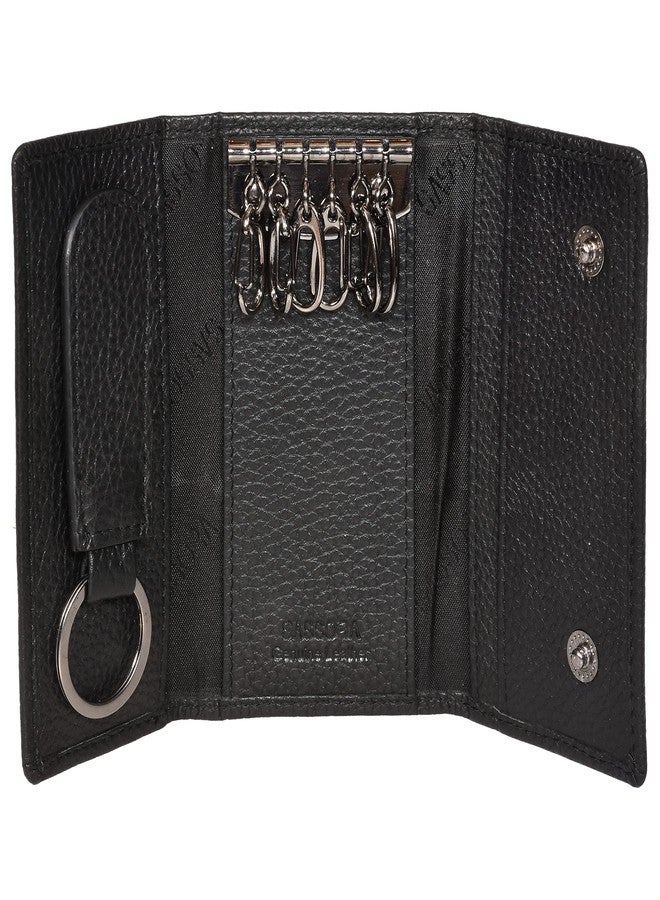Sassora Genuine Leather Small Unisex Black Key Case - A135_Ebony - Image 2