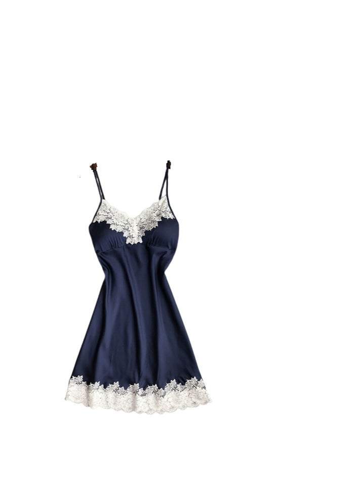 Generic - Women Lace Satin  Trim V Neck Padded  Silk Slip Strap Mini  Lingerie Nightdress - Image 1