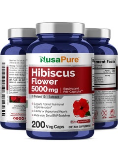 NusaPure Hibiscus Flower 5000 Mg 200 Vegetarian Caps Nongmo, Gluten Free  - Image 4