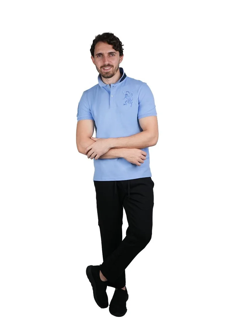 GIORDANO Men's 3D Lion Polo: Slim Fit, Bold Embroidery, Premium Pique