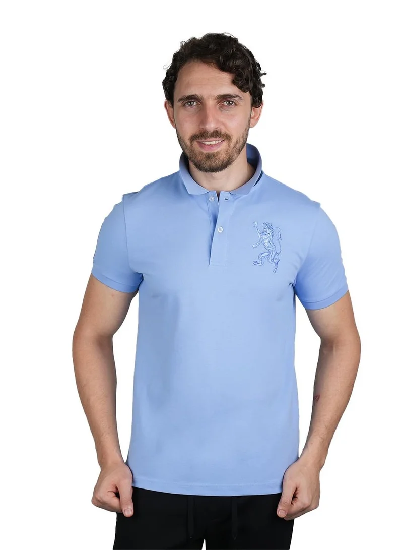 Men's 3D Lion Polo: Slim Fit, Bold Embroidery, Premium Pique