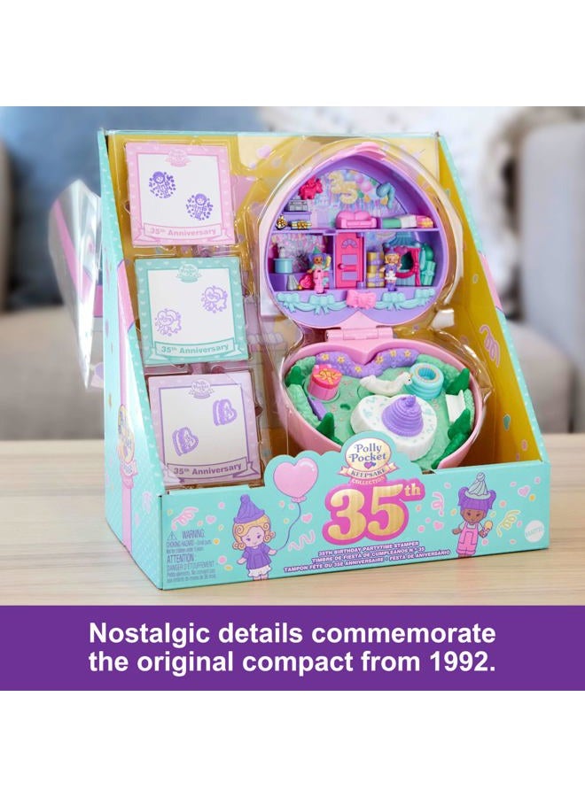 Polly Pocket 35th Birthday Collector's Box, Playset with 2 Dolls, 3 Party Stamps and 12 Letter Cards, Cake and Balloons Included, Toy for Children, 4+ Years, HWP20 - Image 3