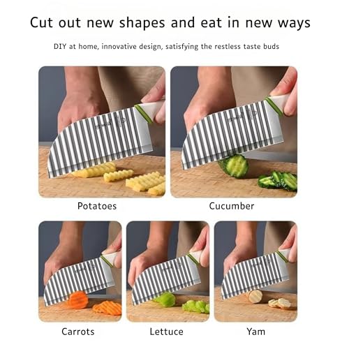TOMATUS Stainless Steel Crinkle Cutter | Multi-Function Wavy Crinkle Cutter Knife, White, 1 Piece | Fruits & Potatoes | Decorative Cutter for Chips, Fries | Durable Kitchen Tool - Image 2