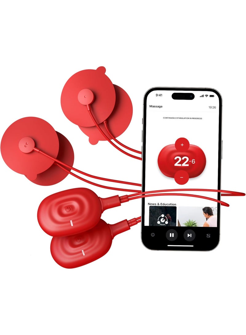 Therabody ثيرابودي باور دوت 2.0 - ديو - جهاز تحفيز العضلات الكهربائي الذكي - جهاز TENS الذكي (أحمر) - Image 1