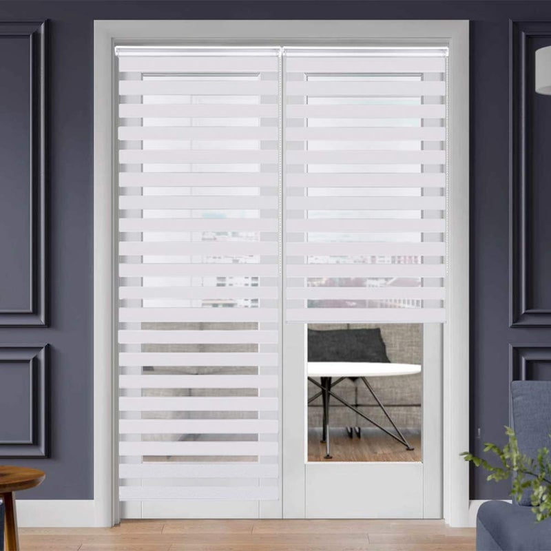 SMONTER Easy Fix Zebra Roller BlindDay and Night Blinds Curtains with Install Accessories 105CMx230CM WHITE
