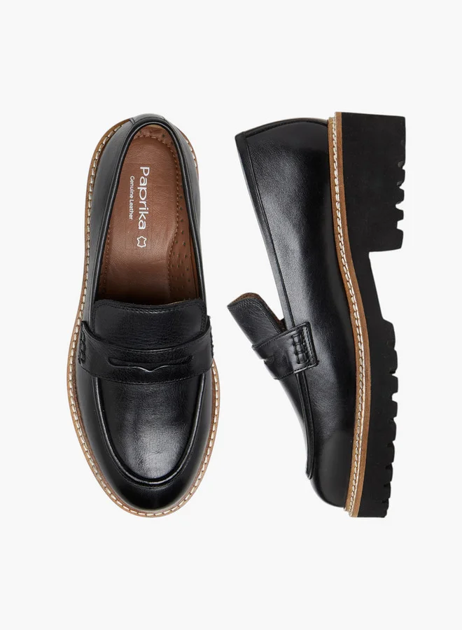 Paprika Stitch Detail Slip-On Loafers