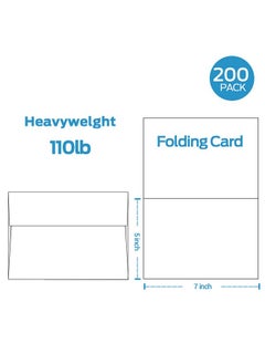 Ohuhu White Cards And Envelopes 200 Pack, Ohuhu 5 X 7 Heavyweight Folded Cardstock And A7 Envelopes For Diy Greeting Cards, Wedding, Birthday, Invitations, Thank You Cards & All Occasion  - Image 2