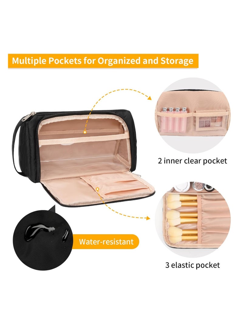 CUBETASTIC - CUBETASTIC Small Makeup Bag, Makeup Pouch, Travel Cosmetic Organizer for Women and Girls (Oxford Cloth, Black) - Image 1
