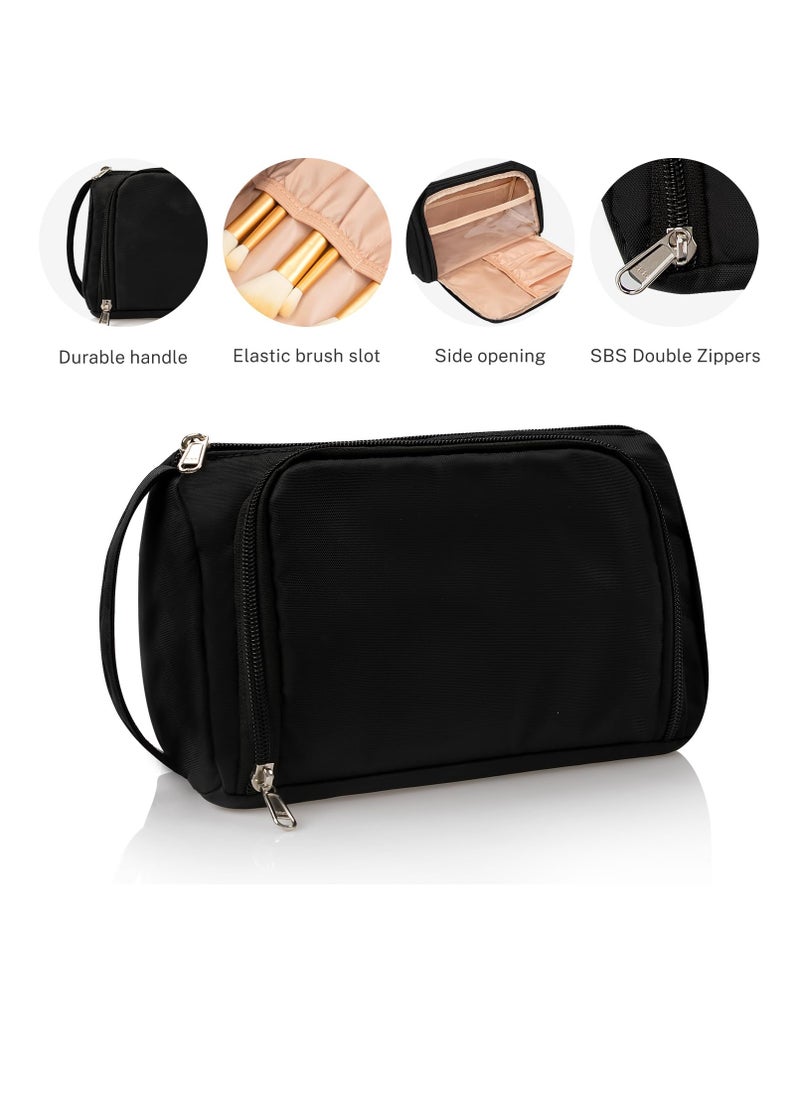 CUBETASTIC - CUBETASTIC Small Makeup Bag, Makeup Pouch, Travel Cosmetic Organizer for Women and Girls (Oxford Cloth, Black) - Image 1