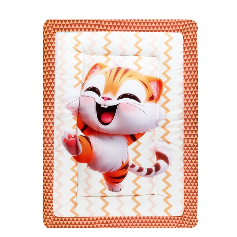 Remixon REMIXON Orange 3 Pillows & Rectangle Shape Cat Character Cotton Baby Bed for 0-1 Year BB111  - Image 5