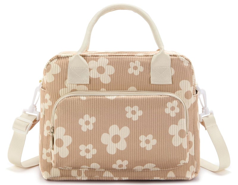 OYLOLA Lunch Bag Women Lunch Box for Women Adult Cute Insulated Lunch Bag Lager Cooler Lunch Tote Bags for Work Picnic (Brown-Flower) - Image 1