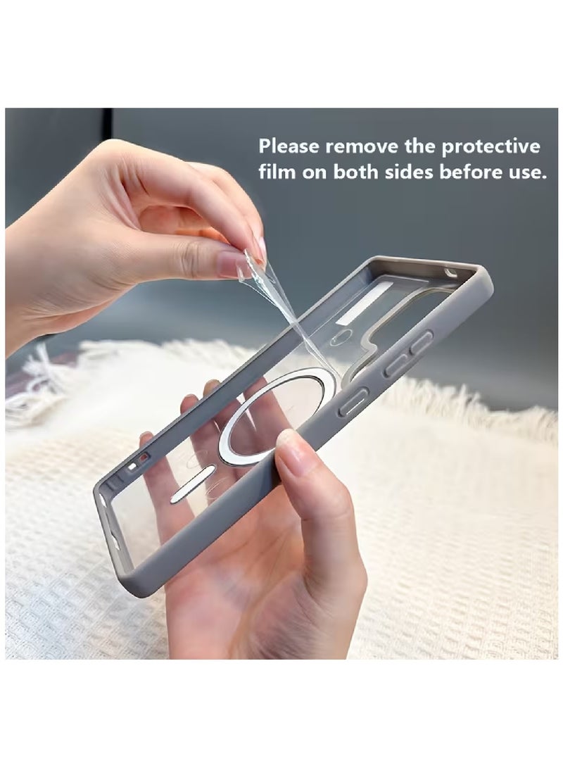 MOBM Samsung Galaxy A06 Magnetic Clear Case with Grey Ring with Privacy Screen Protector and Tempered Glass Pack of 3 - Image 5