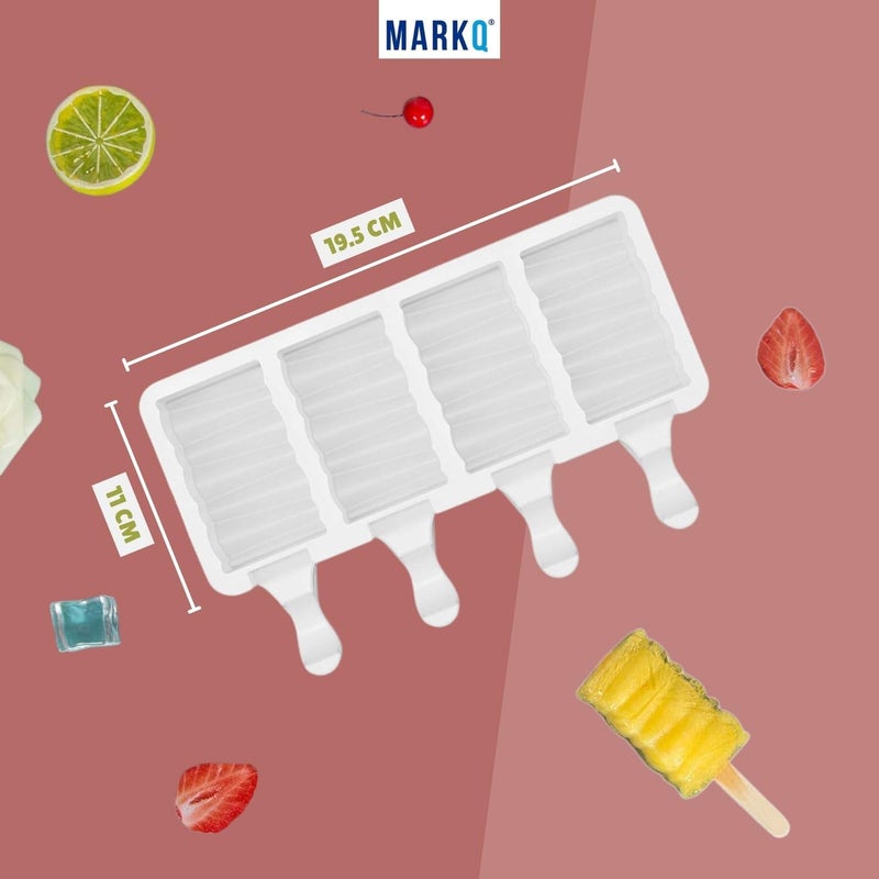 MARKQ Popsicle Mold Set – 8-Cavity Silicone Ice Pop Maker (Pack of 2) | Reusable Popsicle Trays for Homemade Frozen Treats, Yogurt Bars & Ice Cream Pops | Easy-Release Family DIY Dessert Molds - Image 4