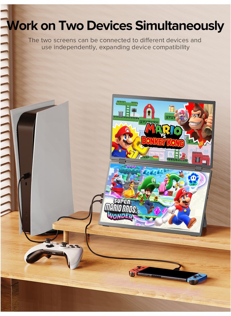 أوبيرفكت شاشة محمولة UPERFECT مقاس 15.6 بوصة 60 هرتز مزدوجة الشاشة 1920*1080 FHD IPS USB C وميناء Mini HDMI شاشة ثانية للكمبيوتر المحمول/الهاتف/جهاز الألعاب - Image 4