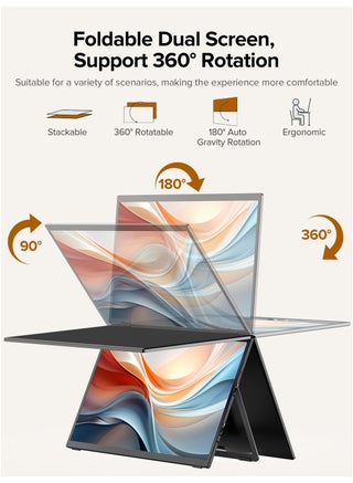 UPERFECT Portable Monitor 15.6 Inch 60 Hz Dual Screen 1920*1080 FHD IPS USB C & Mini HDMI Port Second Screen for Laptop/Phone/Game Console - view 3