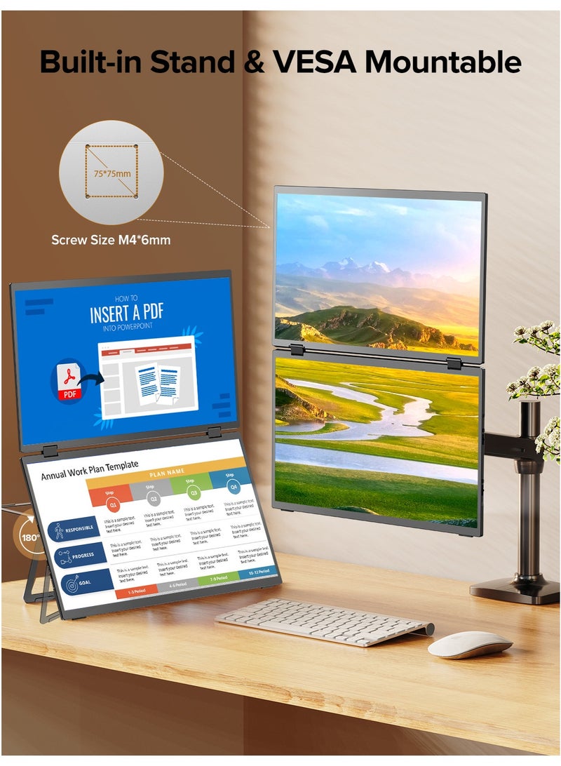 أوبيرفكت شاشة محمولة UPERFECT مقاس 15.6 بوصة 60 هرتز مزدوجة الشاشة 1920*1080 FHD IPS USB C وميناء Mini HDMI شاشة ثانية للكمبيوتر المحمول/الهاتف/جهاز الألعاب - Image 5