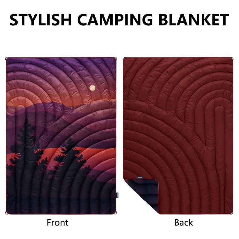 hotkoko Camping Blanket,Lightweight Down Alternative Puffy Printed Camping Blanket Packable Outdoor Blanket for Camping,Traveling, Stadium, Hiking, Picnics, Night - Image 2