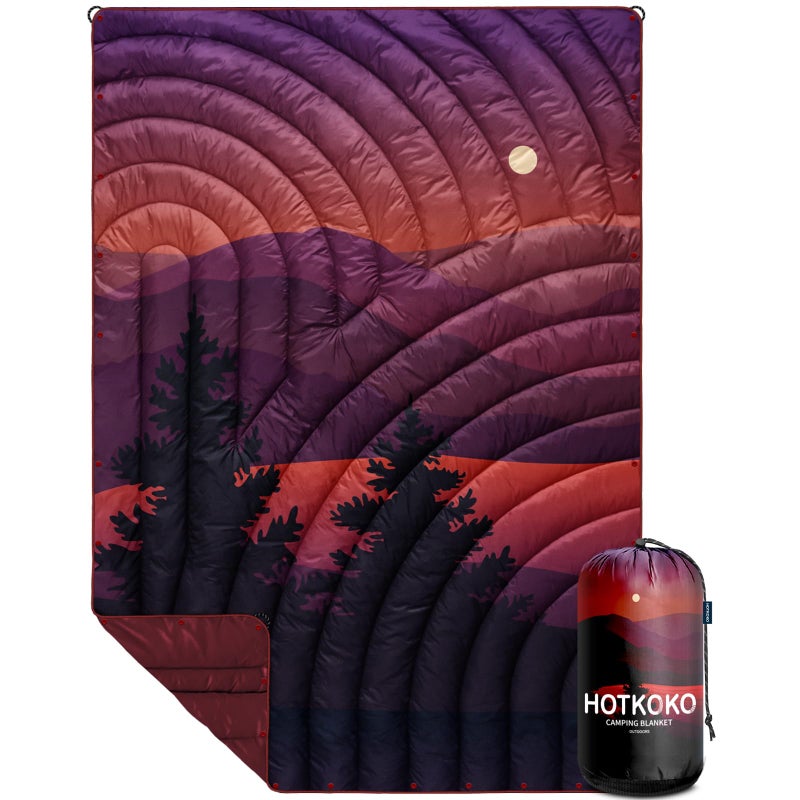 hotkoko Camping Blanket,Lightweight Down Alternative Puffy Printed Camping Blanket Packable Outdoor Blanket for Camping,Traveling, Stadium, Hiking, Picnics, Night - Image 1