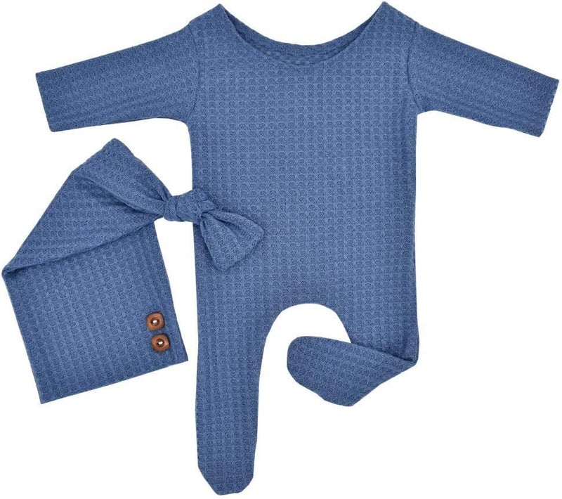 Winmany Newborn Baby Boys Girls Crochet Photoshoot Outfits Knitted Photography Outfits Props Romper Hats Set - Image 3