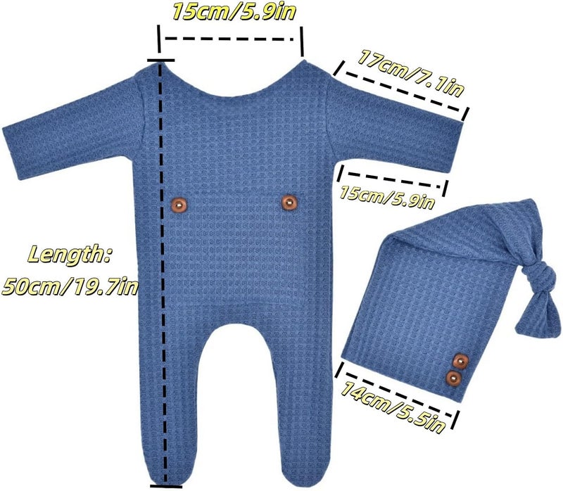 Winmany Newborn Baby Boys Girls Crochet Photoshoot Outfits Knitted Photography Outfits Props Romper Hats Set - Image 2