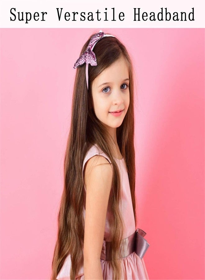 KuuGuu 10 PCS Mermaid Headband Glitter Sequins Hair Bands with Teeth Reversible Fish Tail with Pearl Women Girls Hair Accessories Birthday Headdress Decoration Supplies Present for Toddlers Kids Children - Image 4