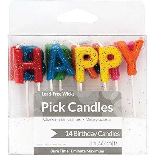 Creative Converting Glitter Pick Candle, 3", Multicolored - Image 2