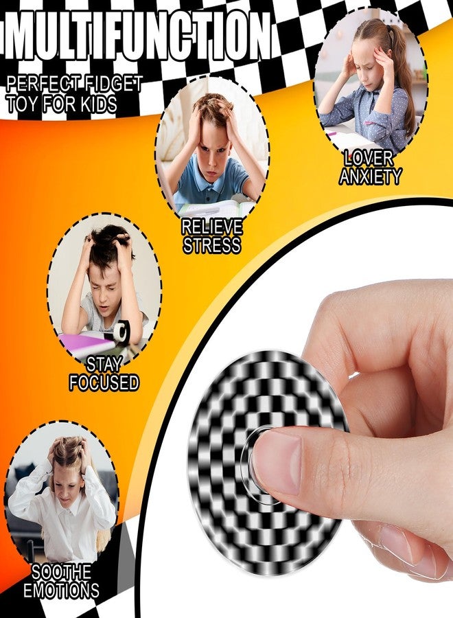 Sotiff 24 Pcs Black and White Checkered Fidget Spinners Bulk, Mini Fidget Toys, Race Car Birthday Party Favors, Goodie Bags Stuffers, Party Games, Rewards Carnival Prizes - Image 4