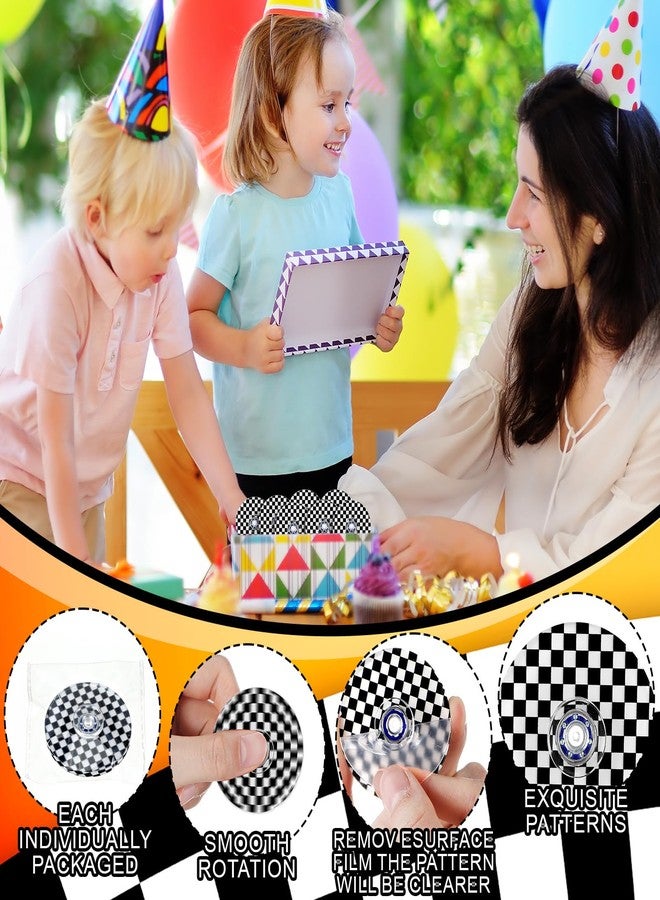 Sotiff 24 Pcs Black and White Checkered Fidget Spinners Bulk, Mini Fidget Toys, Race Car Birthday Party Favors, Goodie Bags Stuffers, Party Games, Rewards Carnival Prizes - Image 3