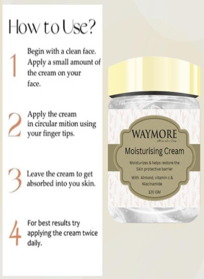 Waymore Moisturising Cream helps restore the Skin's protective barrier with Almond, Vitamin C & Niacinamide, 120 GM - Image 5