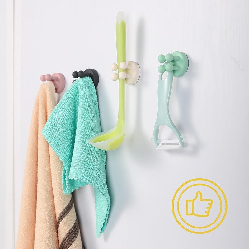 KICKZU 4 Pcs Silicone Toothbrush Holders Toothbrush Holders for Bathroom Self Adhesive Wall Mounted Hooks for Hanging Key Toothbrush Razor and Small Items for Kitchen Bathroom Living Room Office - Image 2