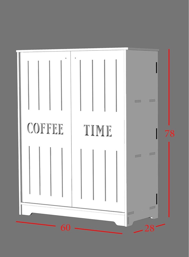 TPGP Coffee Table for Living Room, Office, Kitchen Coffee Corner, Coffee Cabinet with Storage Spaces – Black and White – PVC Lightweight - Image 3