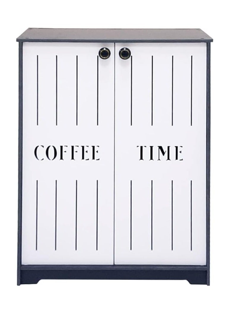 TPGP Coffee Table for Living Room, Office, Kitchen Coffee Corner, Coffee Cabinet with Storage Spaces – Black and White – PVC Lightweight - Image 1