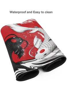 Generic Japanese Black White Yin Yang Koi Fish Kanagawa Wave Mouse Pad XL Extended Desk Mat, Non Slip Rubber Base Stitched Edge Gaming Pc Desktop Large Mice Pad  ( 80x30x2mm )  - Image 2