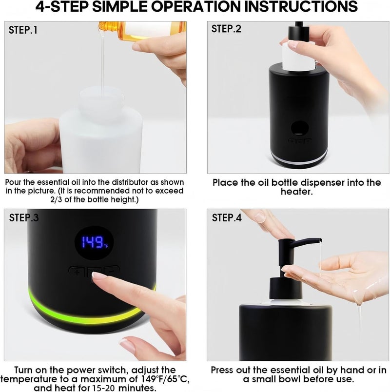 KASTWAVE Massage Oil Warmer with Two Oil Bottle Dispenser, Lotion Bottle Warmer Dispenser, Smart Touch Key Electric Warm Lotion Dispenser, Lube Gel Cream Warmer, for Spa, Salon and Barber Shops, Black - Image 5
