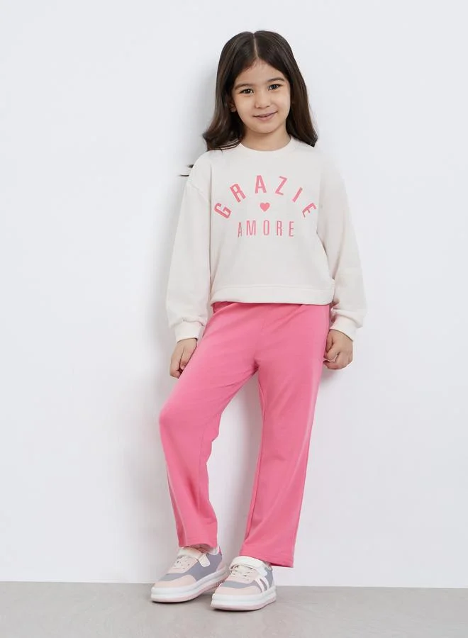 Styli Styli Girls Graphic Sweatshirt and Joggers Set
